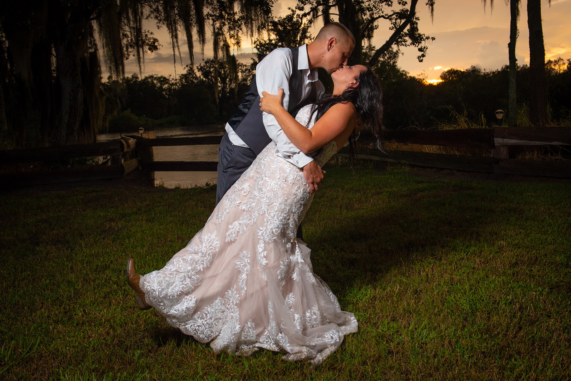 Florida Rustic Barn Orange Sunset Sky Tampa Wedding Photographer